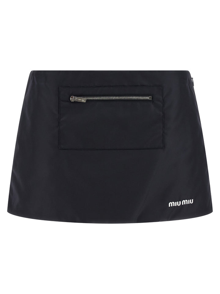 Miu Miu Blue Recycled Polyamide Long Skirt