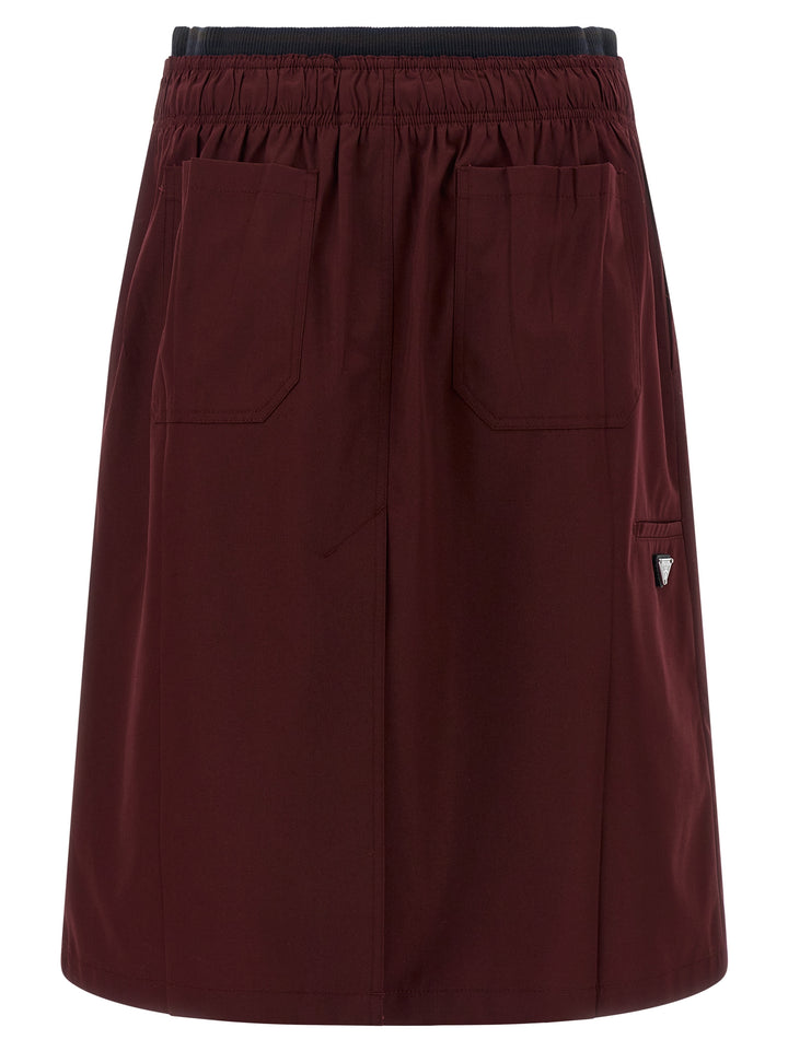 Prada Bordeaux Polyester Midi Skirt