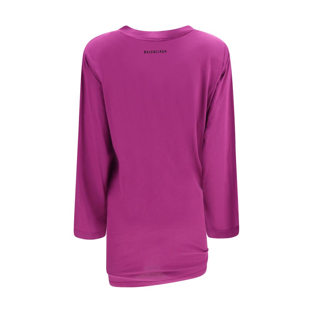 Balenciaga Purple Cotton Long Sleeve T-Shirt