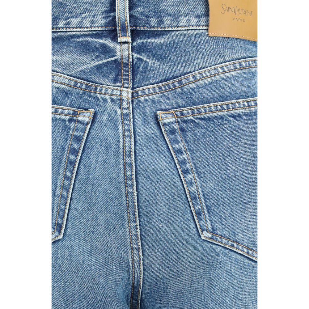 Saint Laurent Blue Cotton Relaxed Fit Jeans