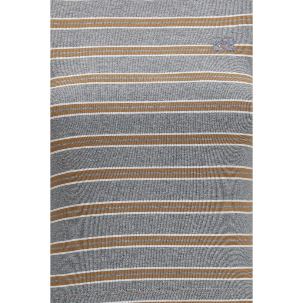 Ganni Gray Cotton Long Sleeve T-Shirt