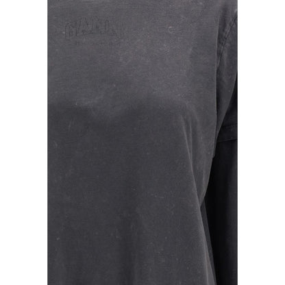 Ganni Gray Cotton Long Sleeve T-Shirt
