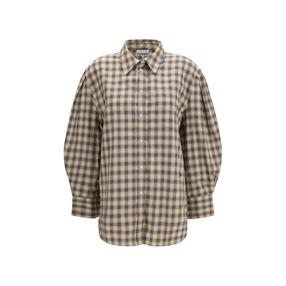 Ganni Beige Cotton Dress Shirt