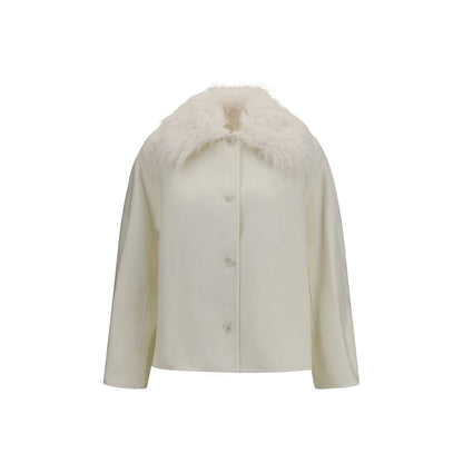 Loulou De Saison White Wool Oves Aries Full-Length Jacket