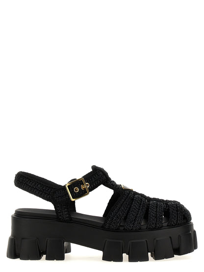 Prada Black Viscose Platform Sandals