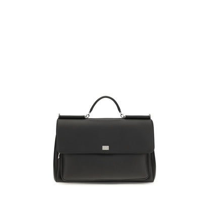 Dolce & Gabbana Black Calf Leather Bos Taurus Shoulder Bag