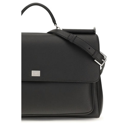 Dolce & Gabbana Black Calf Leather Bos Taurus Shoulder Bag