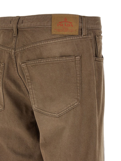 Prada Brown Cotton Casual Pants