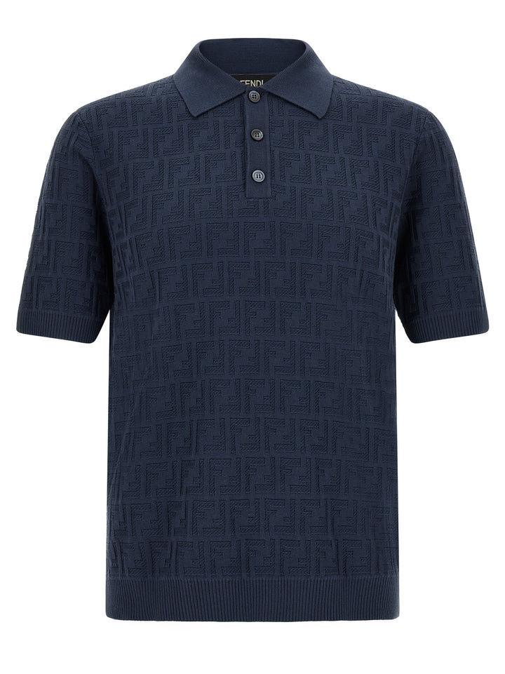 Fendi Blue Cotton Polo Shirt