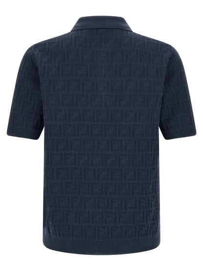 Fendi Blue Cotton Polo Shirt