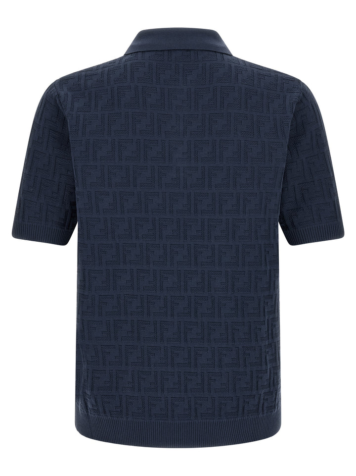 Fendi Blue Cotton Polo Shirt