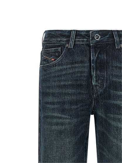 Diesel Blue Cotton Straight-Leg Jeans