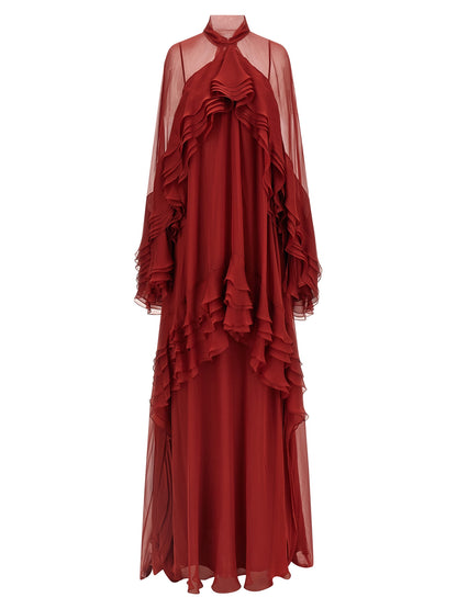 Alberta Ferretti Bordeaux Silk Long Dress