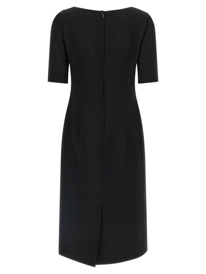 Dolce & Gabbana Black Virgin Wool Midi Dress