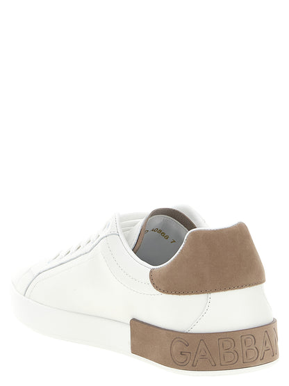Dolce & Gabbana Beige Calfskin Low Top Sneakers