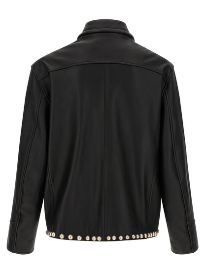 SECOND/LAYER Black Calfskin Leather Jacket