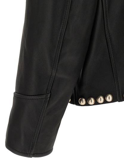 SECOND/LAYER Black Calfskin Leather Jacket