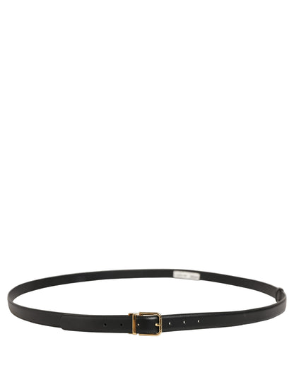 Dolce & Gabbana Black Leather Double Wrap Metal Buckle Belt