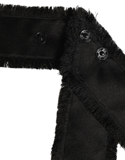 Dolce & Gabbana Black Velvet Wrap Around Tie Cintura Belt