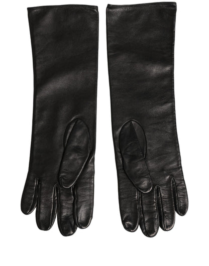 Dolce & Gabbana Black Genuine Leather Embossed DG Logo Gloves