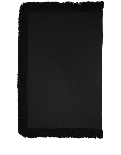 Dolce & Gabbana Black Wool Knitted Fringed Warmer Shawl Scarf