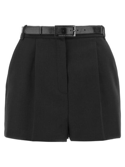 Elisabetta Franchi Black Virgin Wool Bermuda Shorts