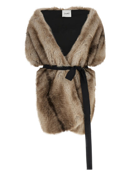 NUDE Beige Polyester Foulard
