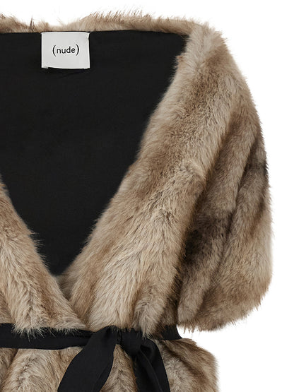 NUDE Beige Polyester Foulard
