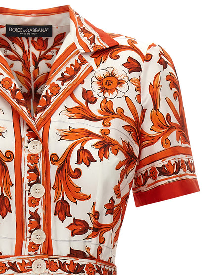 Dolce & Gabbana Orange Silk Midi Dress