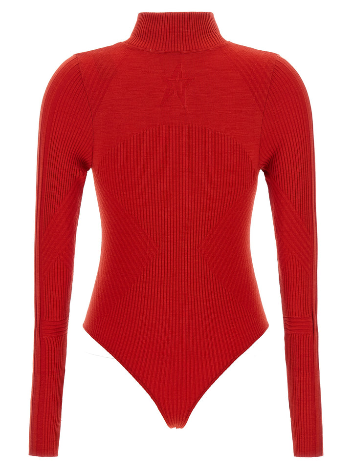 PERFECT MOMENT Red Wool Bodysuit