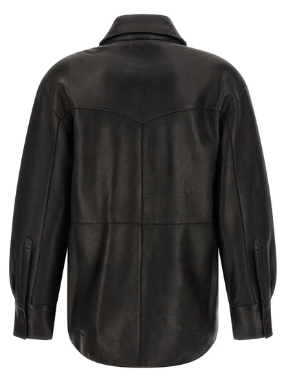 P.A.R.O.S.H. Black Lamb Leather Blouse