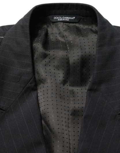 Dolce & Gabbana Black Pinstripe Men Single Breasted Jacket
