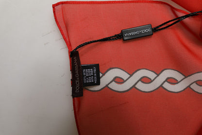Dolce & Gabbana Red Silk Braided Rope Square Foulard Scarf