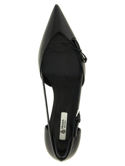 Prada Black Goatskin Mid Heel Pumps