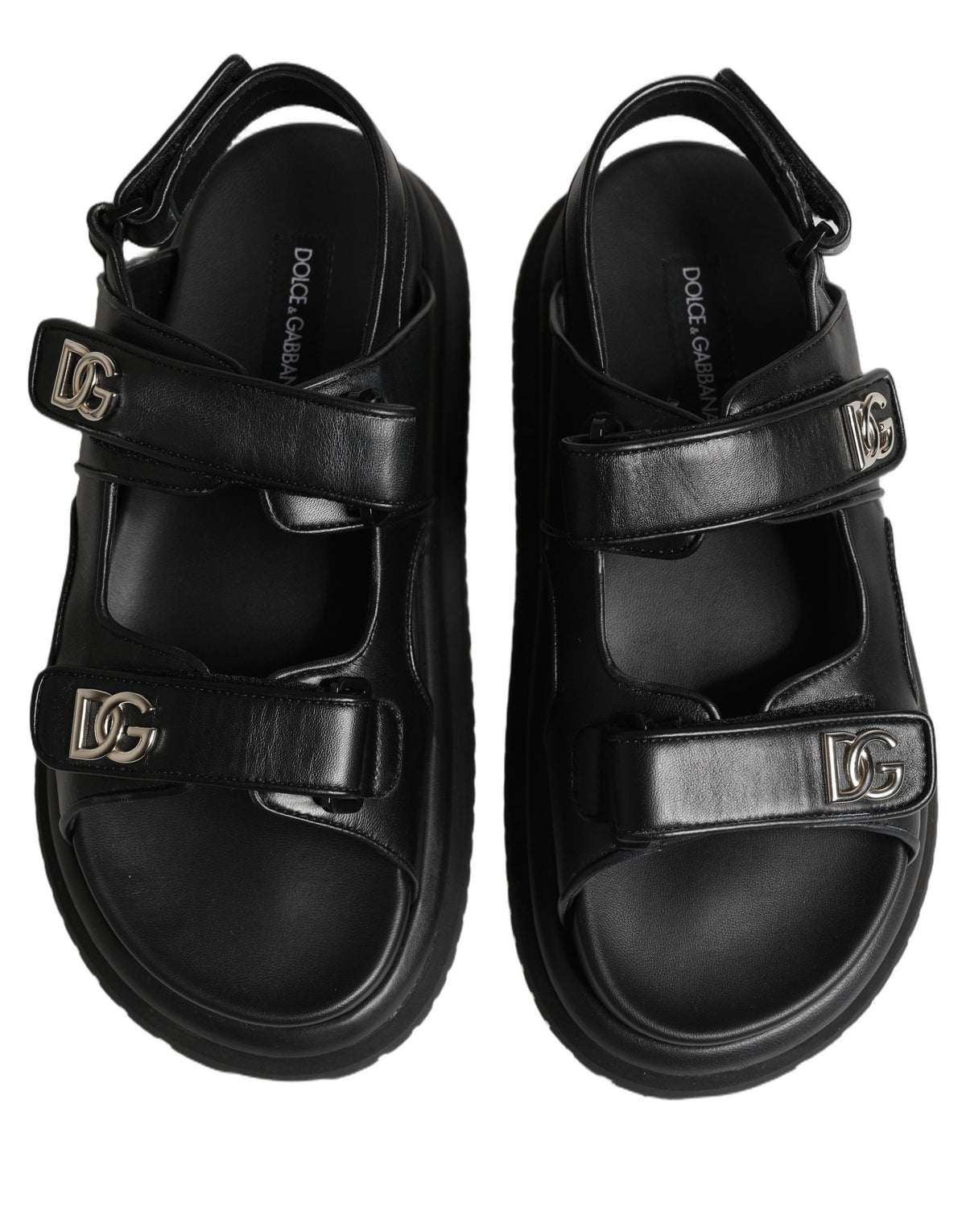 Dolce & Gabbana Black DG Logo Sandals Flats Slippers Shoes