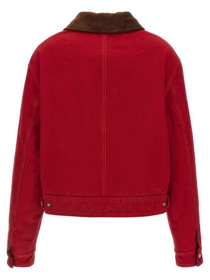 Ami Paris Red Cotton Biker Jacket