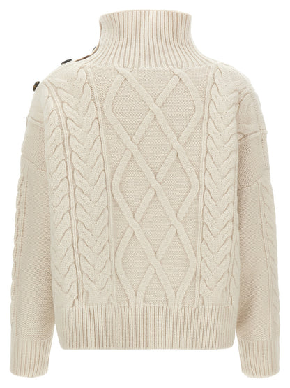 Yves Salomon White Wool Cardigan