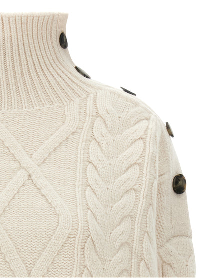Yves Salomon White Wool Cardigan