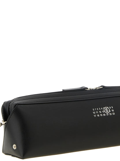 MM6 Maison Margiela Black Cowhide Clutch Bag