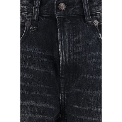 R13 Black Cotton Boyfriend Jeans