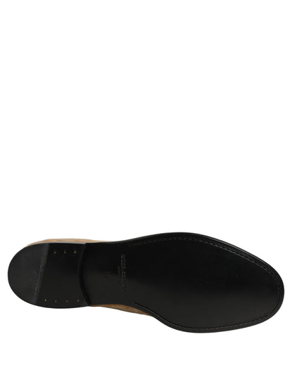 Dolce & Gabbana Beige Suede Slip On Slippers Loafers Shoes