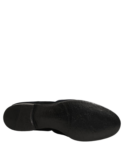 Dolce & Gabbana Black Suede Slip On Slippers Loafers Shoes