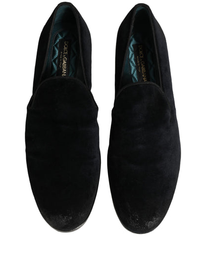 Dolce & Gabbana Black Suede Slip On Slippers Loafers Shoes