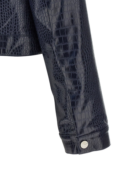 PINKO Blue Viscose Leather Jacket