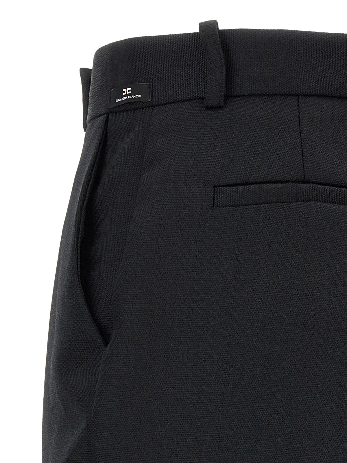 Elisabetta Franchi Black Virgin Wool Flared Pants