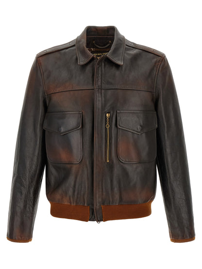 Golden Goose Brown Cowhide Leather Jacket
