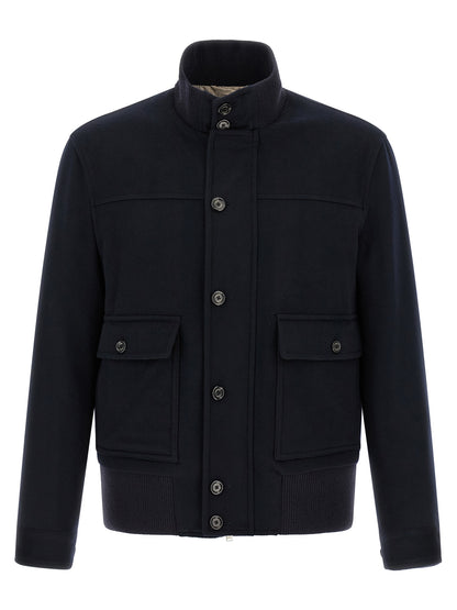 Lardini Blue Virgin Wool Full-Length Jacket