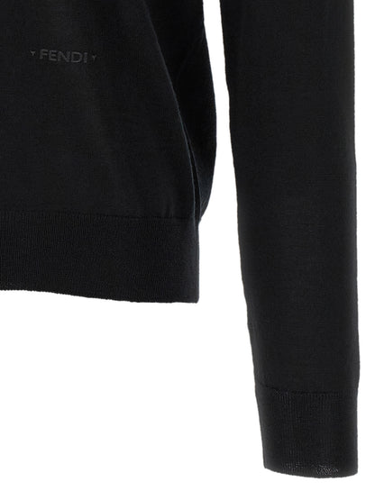 Fendi Black Virgin Wool Cardigan