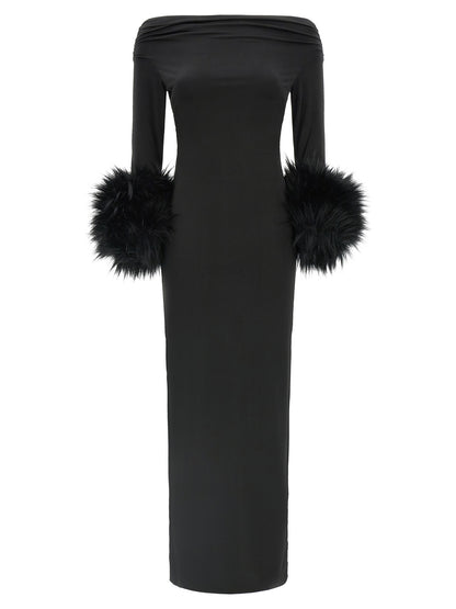 The Andamane Black Polyester Long Dress