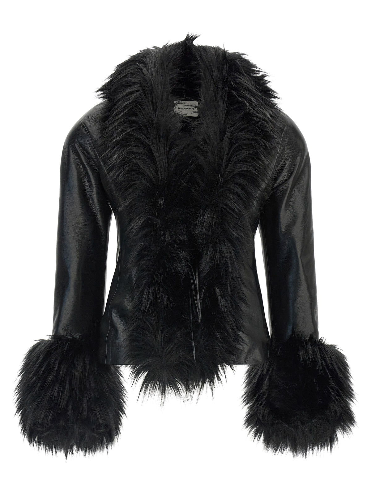 The Andamane Black Polyester Leather Jacket